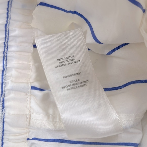 Wilfred free pull on 100% cotton shorts with pockets cream with blue stripe - Picture 3 of 4